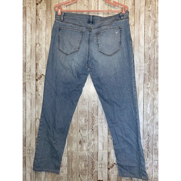 Ann Taylor Loft Distressed Relaxed Skinny Rhinestone Blue Jeans Size 29 or 8 - Picture 8 of 10